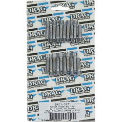 PartzBiz HD DS24010971 - Drag Specialties Chrome Rocker Cover Bolt Replacement Kit Smooth Head 17-19 Harley Davidson Milwaukee Eight M8 M-Eight Touring Softail Hardware Bolts Nuts Washers Engine