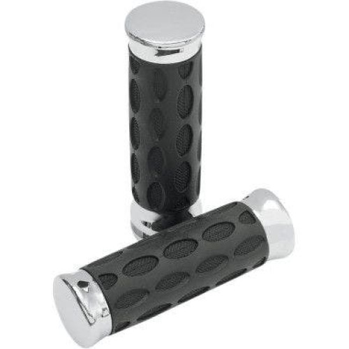 PartzBiz HD: 4417357-Drag Specialties Chrome Rubber Hand Grips for Harley Throttle by Wire | 0630-0739 PartzBiz HD: 4417357-Drag Specialties Chrome Rubber Hand Grips for Harley Throttle by Wire | 0630-0739