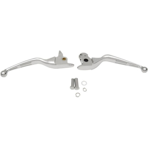 PartzBiz HD: 4417333-Drag Specialties คันโยกมือแบบ Chrome Slotted Wide Blade สำหรับ Harley Softail 15-17 | 0610-1684