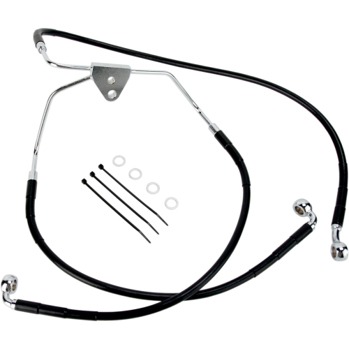PartzBiz HD: 4417268-Drag Specialties ด้านหน้าสีดำไวนิลสแตนเลสสายเบรคสำหรับ Harley 08-13 FLH/T Non ABS -Stock