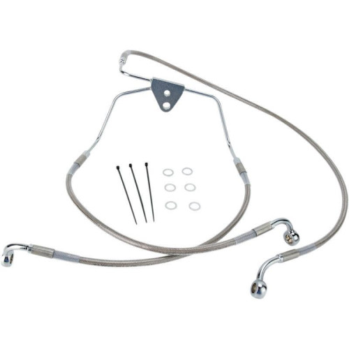 PartzBiz HD: 4417248-Drag Front Extended +4 Stainless Steel Brake Line for Harley 96-07 FLHT/FLHX | 1741-2630