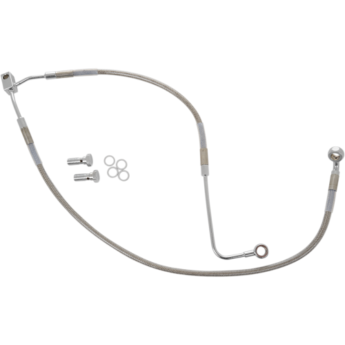 PartzBiz HD: 4417224-Drag Specialties สายเบรกสแตนเลสล่างด้านหน้าสำหรับ Harley 12-13 FXS w/ ABS - ความยาวสต็อก