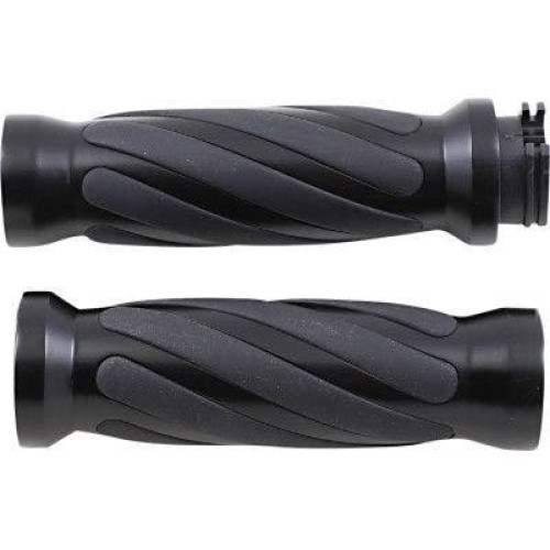PartzBiz HD: 4417164-Drag Specialties Textured Black Rubber Grips Chrome Ends Harley Cable Throttle | DS-243105 PartzBiz HD: 4417164-Drag Specialties Textured Black Rubber Grips Chrome Ends Harley Cable Throttle | DS-243105