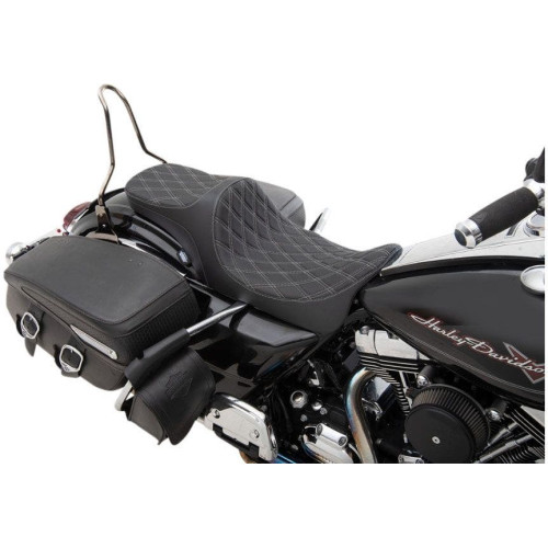 PartzBiz HD: 4417119-Drag Specialties Predator III 2-Up Seat Silver Double Diamond Harley Touring 08-23