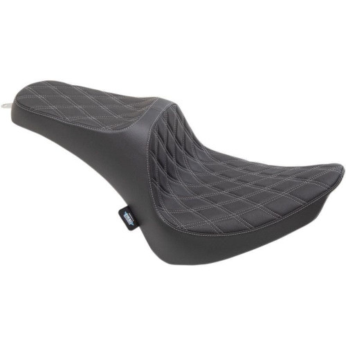 PartzBiz HD: 4417129-Drag Specialties Predator III Silver Double Diamond 2-Up Seat Harley FL FX Softail 00-17