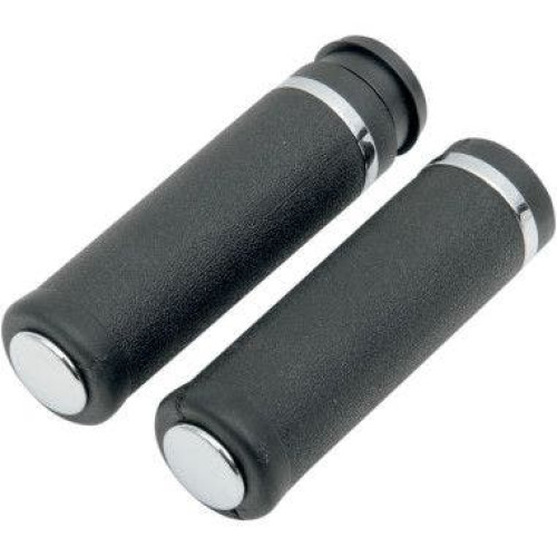 PartzBiz HD: 4417065-Drag Specialties Rubber Grips Chrome Rings and End Caps Harley Cable Throttle | DS243112