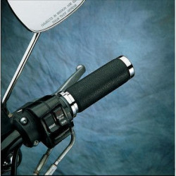 PartzBiz HD DSDS243105 - Drag Specialties Textured Black Rubber Grips Chrome Ends Harley Cable Throttle | DS-243105