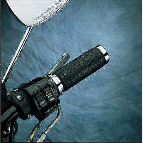 PartzBiz HD: 4416995-Drag Specialties Textured Black Rubber Grips Chrome Ends Harley Cable Throttle | DS-243105 PartzBiz HD: 4416995-Drag Specialties Textured Black Rubber Grips Chrome Ends Harley Cable Throttle | DS-243105