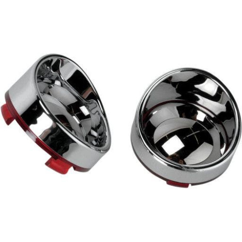 PartzBiz HD: 4417005-Drag Specialties Visor-Style Bezel Red/Mirror Lens Deuce Bullet Turn Signals - 2020-0401 PartzBiz HD: 4417005-Drag Specialties Visor-Style Bezel Red/Mirror Lens Deuce Bullet Turn Signals - 2020-0401