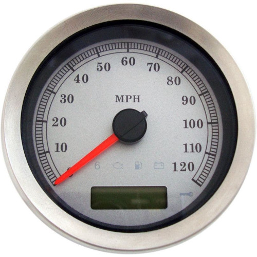 PartzBiz HD: 4417006-Drag Specialties White 4" Electronic Speedometer Gauge 04-13 Harley-Davidson FLH/T FX XL softail dyna touring programmable speed odometer upgrade replacement