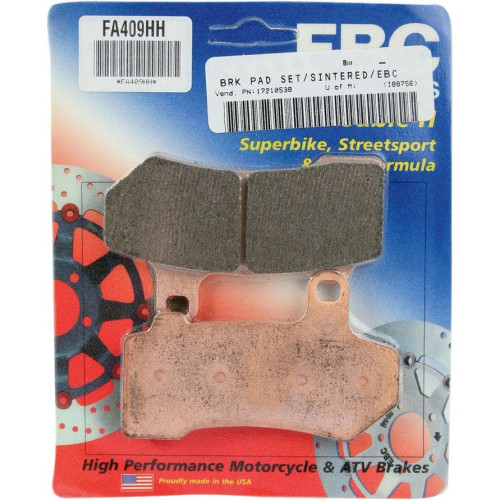 PartzBiz HD: 4416475-EBC Double H Sintered Metal Front or Rear Brake Pads Harley Touring 08-17 V-Rod | FA409HH PartzBiz HD: 4416475-EBC Double H Sintered Metal Front or Rear Brake Pads Harley Touring 08-17 V-Rod | FA409HH