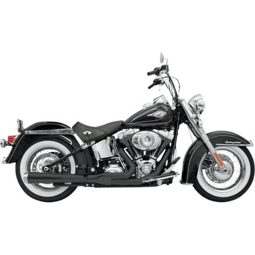 PartzBiz HD: 4416391-Bassani Black Road Rage 2 Into 1 ท่อเมกะโฟนยาว Harley Softail 86-16 | 12121จ