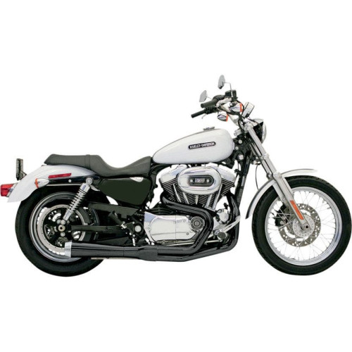 PartzBiz HD: 4416401-Bassani Black Road Rage 2 Into 1 Short Upswept Muffler Exhaust Harley XL 86-03 | 14222J