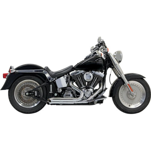 PartzBiz HD: 4416368-Bassani Chrome Pro Street ท่อไอเสีย 2:2 พร้อมแผ่นกันความร้อน Harley Softail | 1S24D