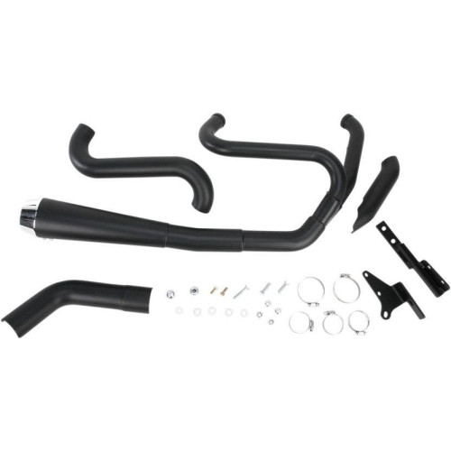 PartzBiz HD: 4416373-Bassani Black Road Rage 2 Into 1 ท่อไอเสียแบบสั้น Upswept Harley FXD 06-16 | 13122จ