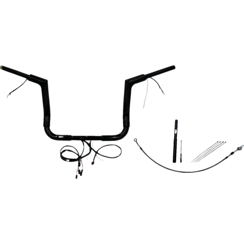 PartzBiz HD: 4416289-FBI Black 12" Flat Top Plug n Play EZ 1-1/2" Handlebar Kit Harley 21-23 FLH/T | 612012-B PartzBiz HD: 4416289-FBI Black 12" Flat Top Plug n Play EZ 1-1/2" Handlebar Kit Harley 21-23 FLH/T | 612012-B
