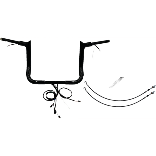 PartzBiz HD: 4416296-FBI Black 12" Pointed Top Plug n Play EZ 1-1/2" Handlebar Kit Harley 14-15 FLH/T | 801212-B