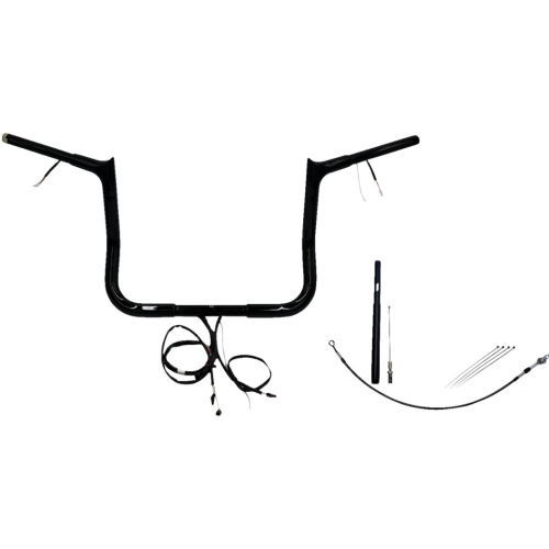 PartzBiz HD: 4416264-FBI Black 12" Pointed Top Plug n Play EZ 1-1/4" Handlebar Kit Harley 21-23 FLH/T | 912012-B PartzBiz HD: 4416264-FBI Black 12" Pointed Top Plug n Play EZ 1-1/4" Handlebar Kit Harley 21-23 FLH/T | 912012-B