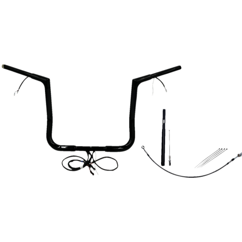 PartzBiz HD: 4416239-FBI Black 14" Flat Top Plug n Play EZ 1-1/4" Handlebar Kit Harley 21-23 FLH/T | 712014-B PartzBiz HD: 4416239-FBI Black 14" Flat Top Plug n Play EZ 1-1/4" Handlebar Kit Harley 21-23 FLH/T | 712014-B