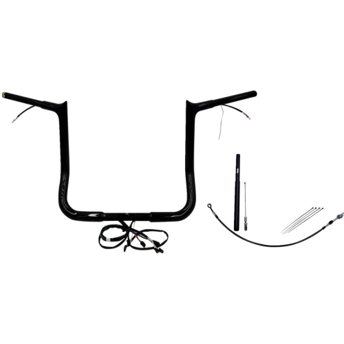 PartzBiz HD: 4416251-FBI Black 14" Pointed Top Plug n Play EZ 1-1/4" Handlebar Kit Harley 21-23 FLH/T | 912014-B
