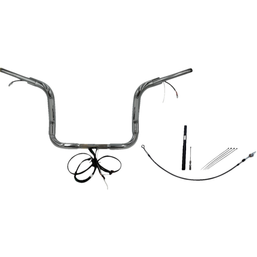 PartzBiz HD: 4416187-FBI Chrome 12" Round Top Plug n Play EZ 1-1/2" Handlebar Kit Harley 21-23 FLH Touring | 812412