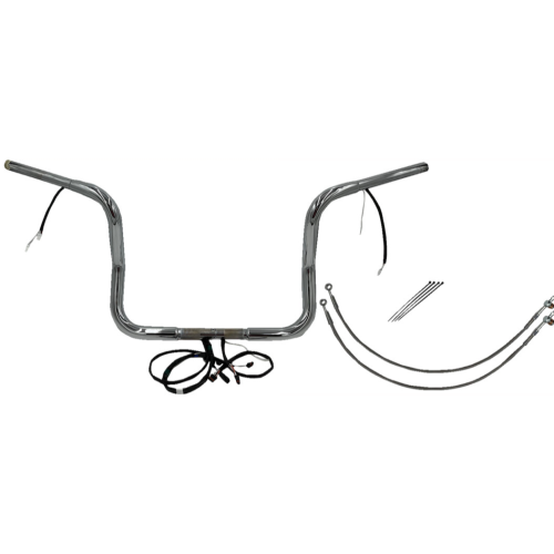 PartzBiz HD: 4416189-FBI Chrome 12" Round Top Plug n Play EZ 1-1/4" Handlebar Kit Harley 16-20 FLH/T | 902512 PartzBiz HD: 4416189-FBI Chrome 12" Round Top Plug n Play EZ 1-1/4" Handlebar Kit Harley 16-20 FLH/T | 902512