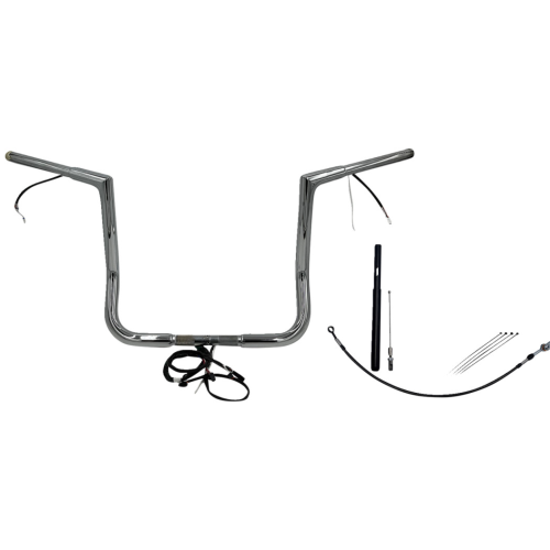 PartzBiz HD: 4416159-FBI Chrome 14" Flat Top Plug n Play EZ 1-1/4" Handlebar Kit Harley 21-23 FLH/T | 712014 PartzBiz HD: 4416159-FBI Chrome 14" Flat Top Plug n Play EZ 1-1/4" Handlebar Kit Harley 21-23 FLH/T | 712014