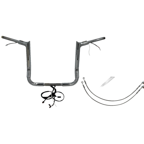 PartzBiz HD: 4416163-FBI Chrome 14" Pointed Top Plug n Play EZ 1-1/2" Handlebar Kit Harley 16-20 FLH/T | 802214 PartzBiz HD: 4416163-FBI Chrome 14" Pointed Top Plug n Play EZ 1-1/2" Handlebar Kit Harley 16-20 FLH/T | 802214