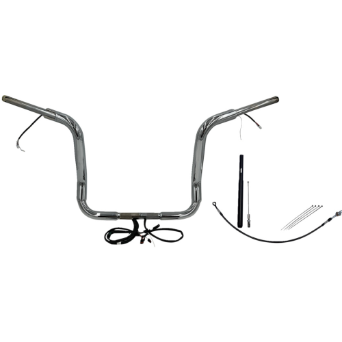 PartzBiz HD: 4416133-FBI Chrome 14" Round Top Plug n Play EZ 1-1/2" Handlebar Kit Harley 21-23 FLH Touring | 812414 PartzBiz HD: 4416133-FBI Chrome 14" Round Top Plug n Play EZ 1-1/2" Handlebar Kit Harley 21-23 FLH Touring | 812414