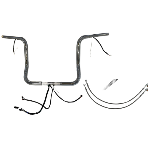 PartzBiz HD: 4416134-FBI Chrome 14" Round Top Plug n Play EZ 1-1/4" Handlebar Kit Harley 14-15 FLH/T | 901514