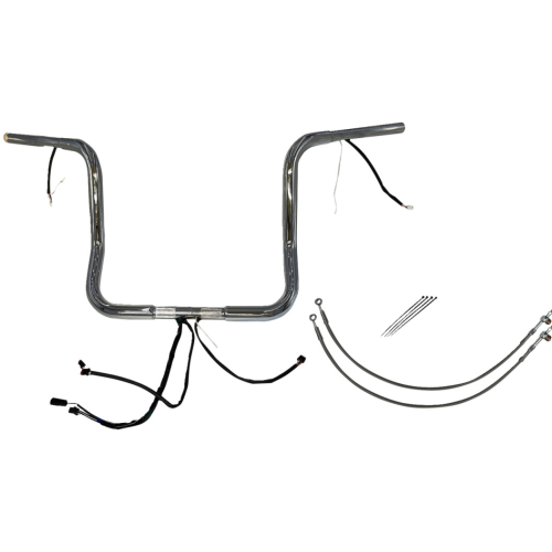 PartzBiz HD: 4416135-FBI Chrome 14" Round Top Plug n Play EZ 1-1/4" Handlebar Kit Harley 16-20 FLH/T | 902514
