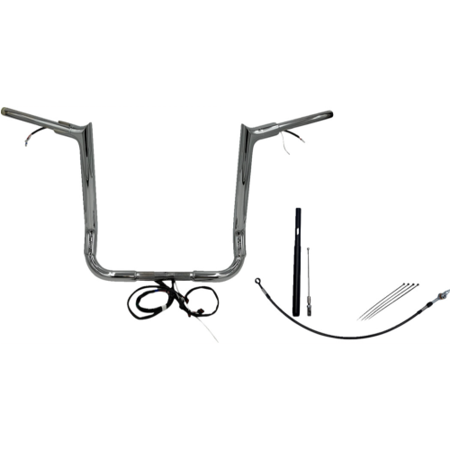 PartzBiz HD: 4416111-FBI Chrome 16" Pointed Top Plug n Play EZ 1-1/2" Handlebar Kit Harley 21-23 FLH/T | 812016