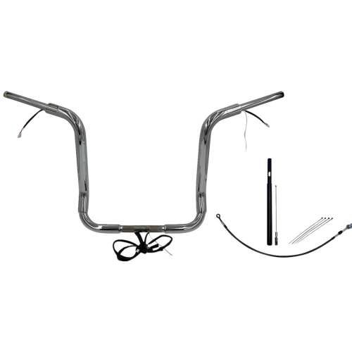 PartzBiz HD: 4416121-FBI Chrome 16" Round Top Plug n Play EZ 1-1/2" Handlebar Kit Harley 21-23 FLH Touring | 812416