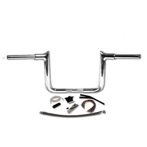 PartzBiz HD: 4416076-FBI Fat Baggers 1-1/2 Chrome 14" EZ Install Pointed Handlelbar Cable PKG FLH 08-13 | 809114
