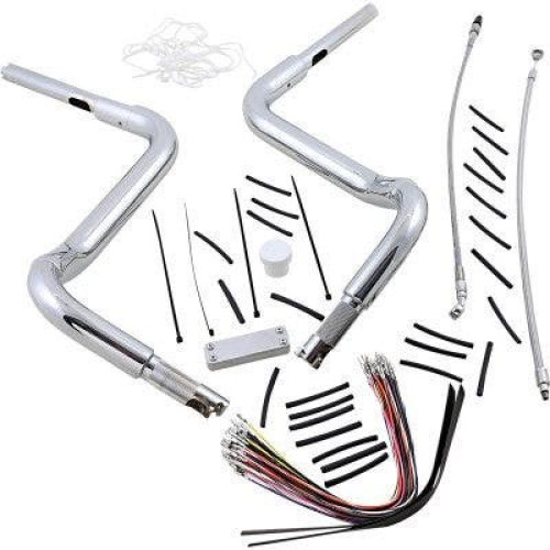 PartzBiz HD: 4416080-FBI Fat Baggers 1-1/2 สีดำ 14” EZ ติดตั้งสายแฮนด์บาร์แบบโค้งมน PKG FLH 08-13 809414 0601-5289 06015289