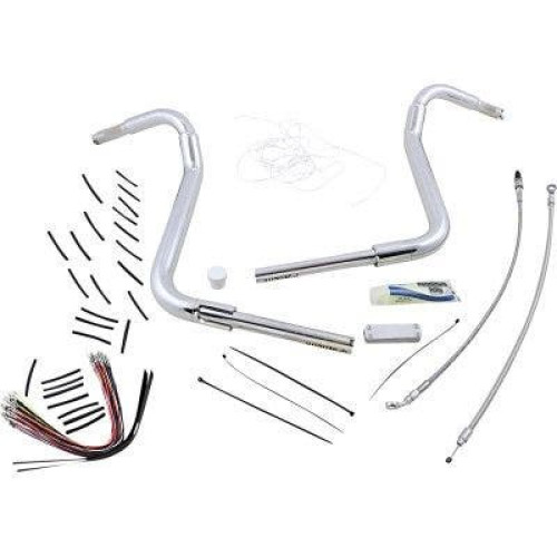 PartzBiz HD: 4416088-FBI Fat Baggers 1-1/2 Chrome 16” EZ ติดตั้งสายแฮนด์บาร์แบบโค้งมน PKG FLH 08-13 809416 0601-5291 06015291