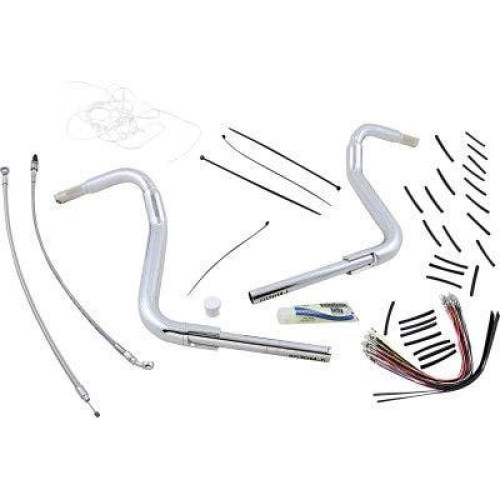 PartzBiz HD: 4416089-FBI Fat Baggers 1-1/2 Chrome 16” EZ ติดตั้งสายแฮนด์บาร์แบบโค้งมน PKG FLH 14-20 809516 0601-5297 06015297