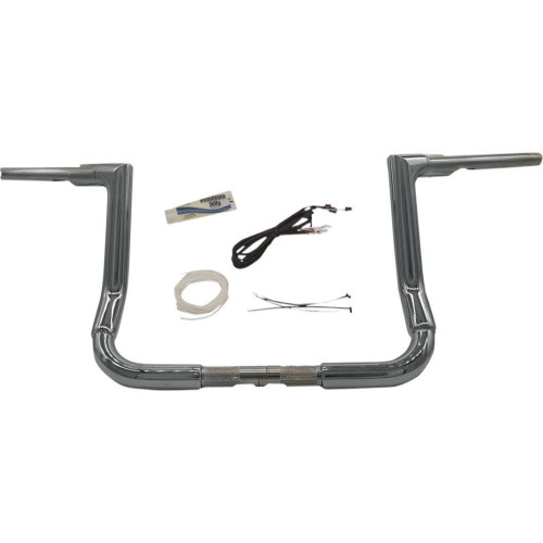 PartzBiz HD: 4416048-FBI Fat Baggers 1-1/2” EZ ติดตั้งชุดแฮนด์บาร์แบบแบนพร้อมสายเคเบิล Harley 14-20