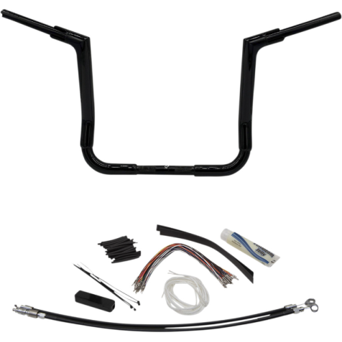 PartzBiz HD: 4416029-FBI Fat Baggers สีดำ 1-1/2 EZ ติดตั้งแฮนด์แบบแบน 12” Harley FLH 08-13