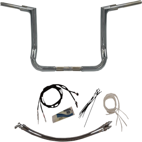 PartzBiz HD: 4415964-FBI Fat Baggers Chrome 1-1/2" EZ Install Flat Top 14" Handlebar Harley FLH 14-Up