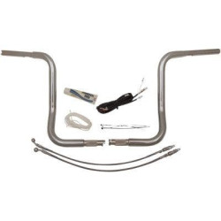 PartzBiz HD FBI-909514 - FBI Fat Baggers Chrome 14" EZ Install Rounded Handlebar Package Harley FLH 14-19 | 909514