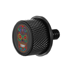 PartzBiz HD DS08200247 - ชุดติดตั้งเบาะนั่ง Figurati Designs Black W/Sugar Skull สำหรับ Harley All Touring/Trike | FD30-ที่นั่ง-สกรู-BLK