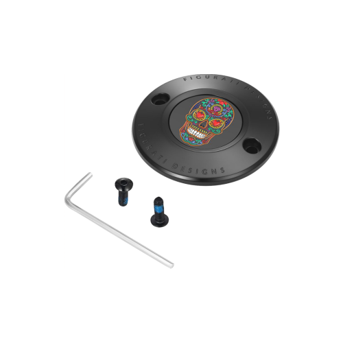PartzBiz HD: 4415689-Figurati Designs Black W/Sugar Skull Timing Cover สำหรับ Harley 17-23 M8 | FD30-TC-2H-BLK