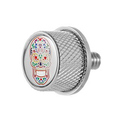 PartzBiz HD DS08200246 - Figurati Designs Polished W/Sugar Skull Seat Mounting Knob for Harley All Touring/Trike | FD30-SEAT-SCREW-SS