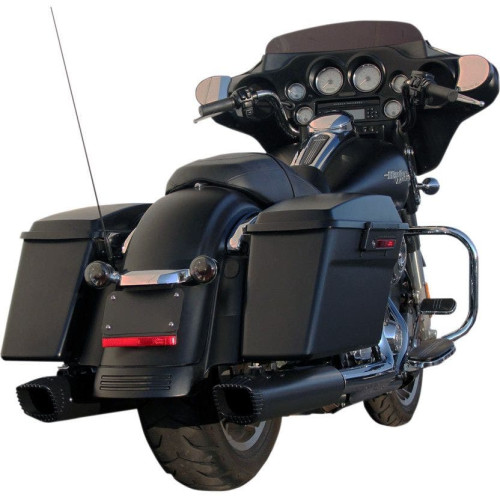 PartzBiz HD: 4415660-Firebrand Black Baritone 4" Slip On Exhaust Mufflers for Harley FLH/T 95-16 | 10-1006