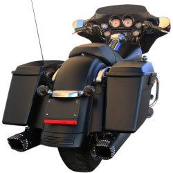 PartzBiz HD DS18011033 - Firebrand Black w/ Black Tips Baritone 4" Slip On Exhaust Mufflers Harley 95-16 | 10-1010