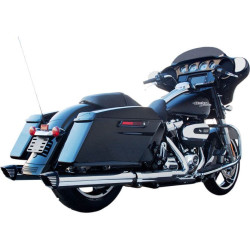 PartzBiz HD DS18011096 - Firebrand Chrome w/ Black Tips Baritone 4" Slip On Exhaust Mufflers Harley 2017 | 10-1021