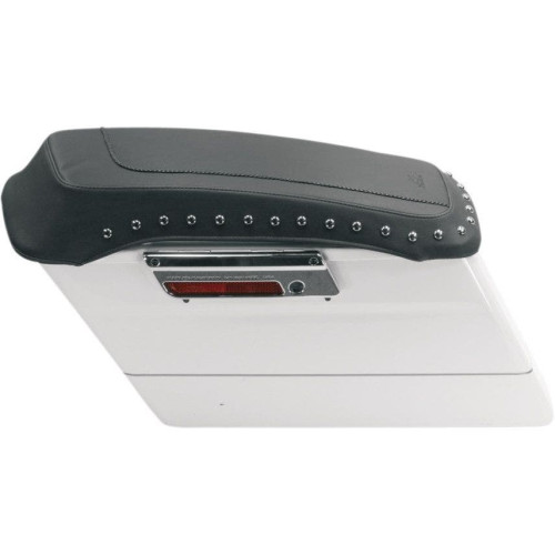 PartzBiz HD: 4415589-Mustang Vinyl Saddlebag Lid Covers w/ Chrome Studs Studded Harley FLH/T 93-13 | 77605