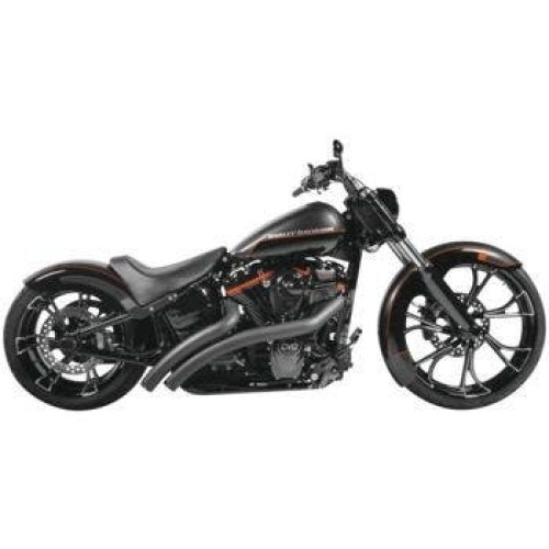 PartzBiz HD: 4415554-Freedom Performance Black Exhaust Radical Radius Crossover w/ Star Tips Softail