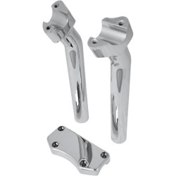 PartzBiz HD DS06020594 - Drag Chrome 9.5" Tall 1.5" Pullback Forged Aluminum Risers W/ 1" Clamp Harley  | Drag Specialties